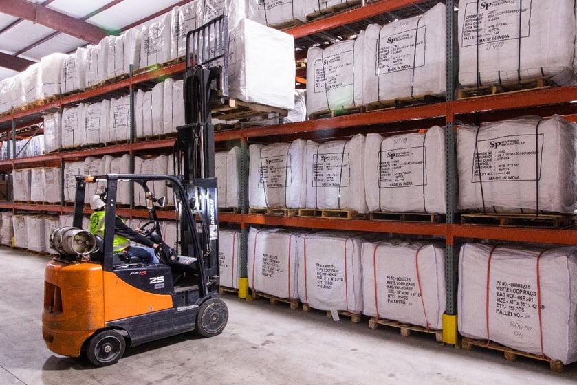 Southern Packaging warehouse in Venus, Texas holding on-demand bulk packaging inventory